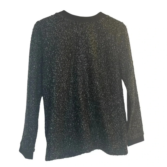 Cathy Daniels Black Gray Tweed Boucle Cardigan Sweater Jacket Full Zip Medium - Picture 4 of 10